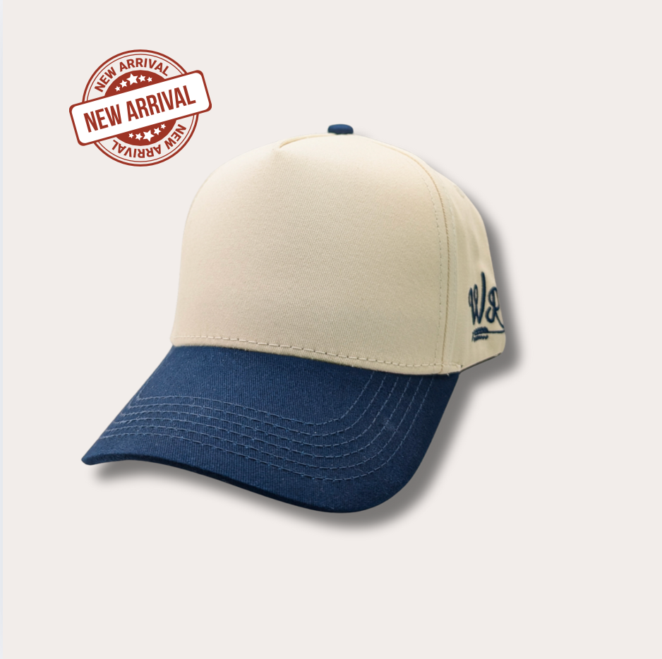 Off White/Navy Canvas Snapback
