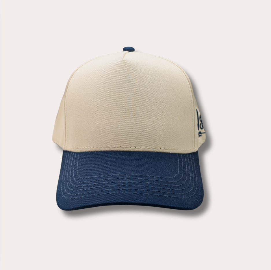 Off White/Navy Canvas Snapback