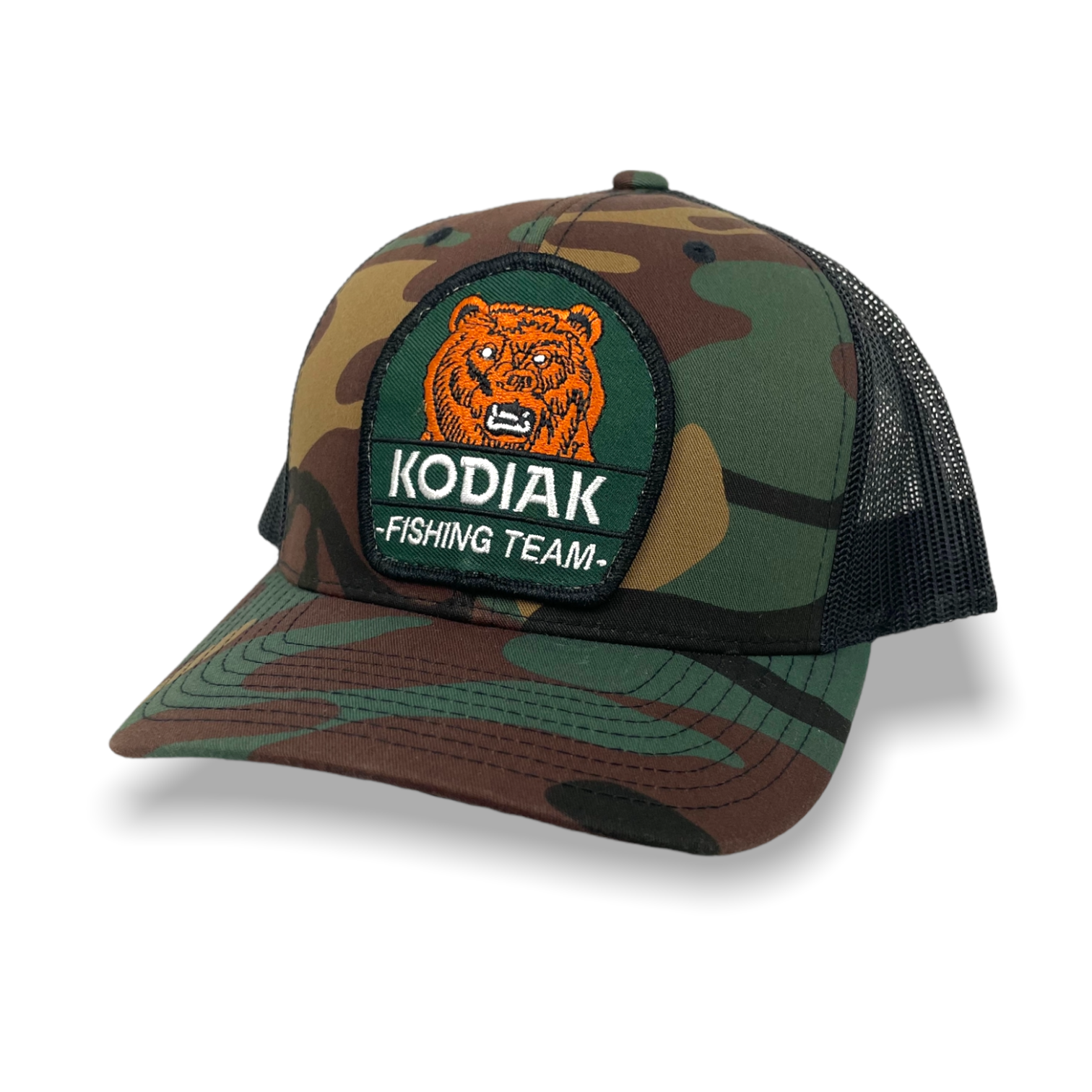 Kodiak Fishing Mens Trucker Hat Green Snapback Vintage 70s Logo
