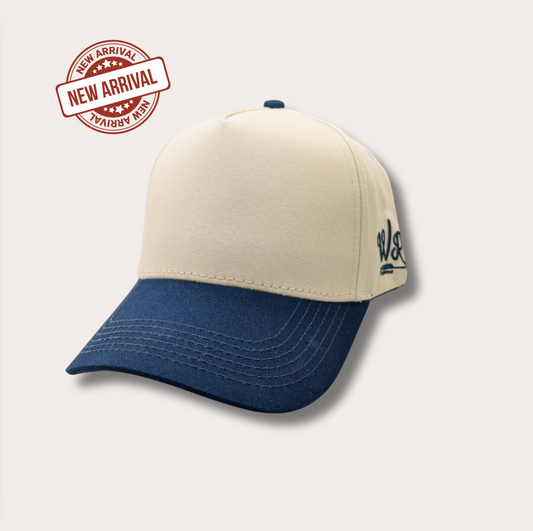 Off White/Navy Canvas Snapback