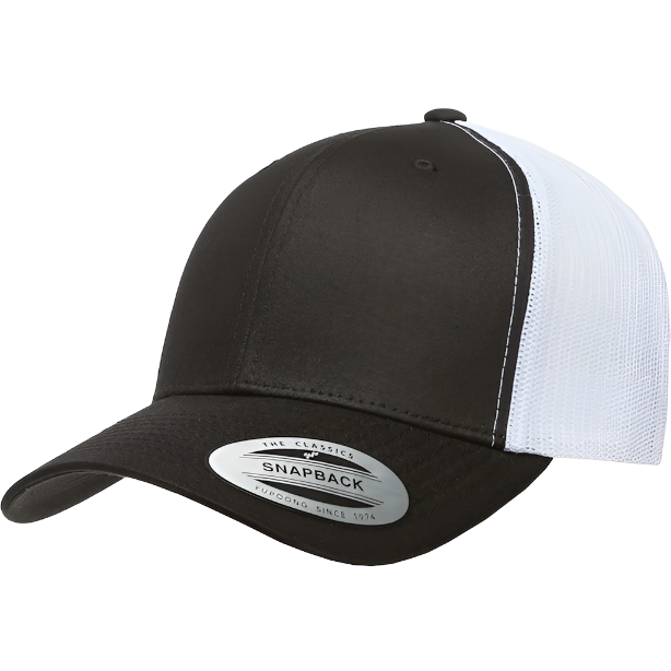 Black/White 6 Panel SnapBack - Whiskey Road Hat Company