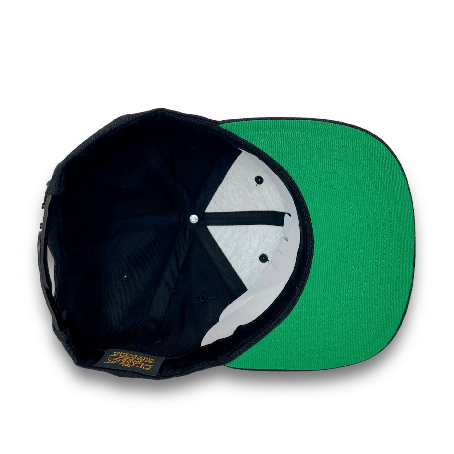 Black/Green Flat Bill Snapback Hats Whiskey Road Hat Company