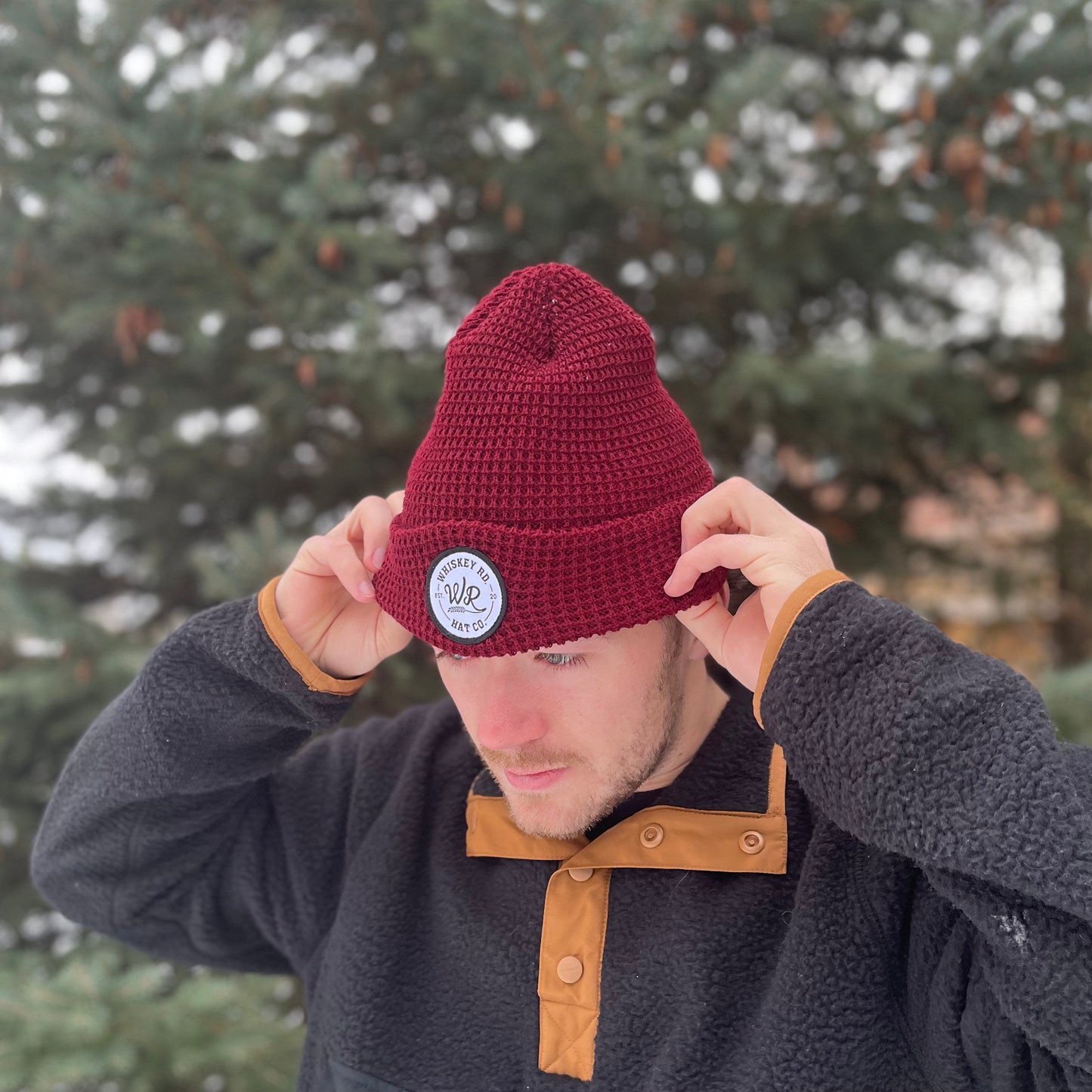 Maroon Waffle Cut Toque - Whiskey Road Hat Company